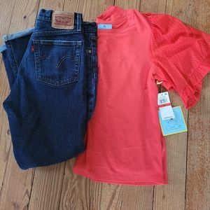Bundle! Levi's 501 skinny and cute top!
